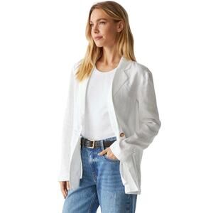 Michael Stars Single Breasted Lottie Linen Blazer in White size Medium